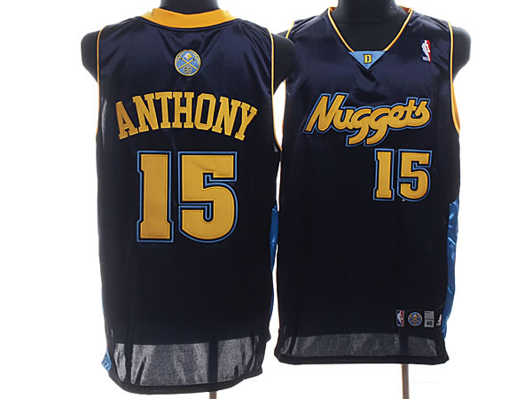 NBA Denver Nuggets 15 Camerlo Anthony Authentic Dark Blue Jersey